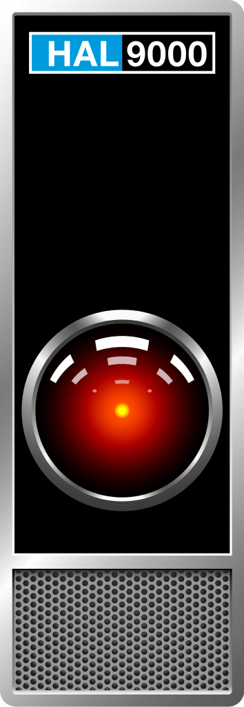 Hal 9000 est une intelligence artificielle. Pourtant similaire à l'homme, elle est représentée par un œil rouge dans un rectangle noir.